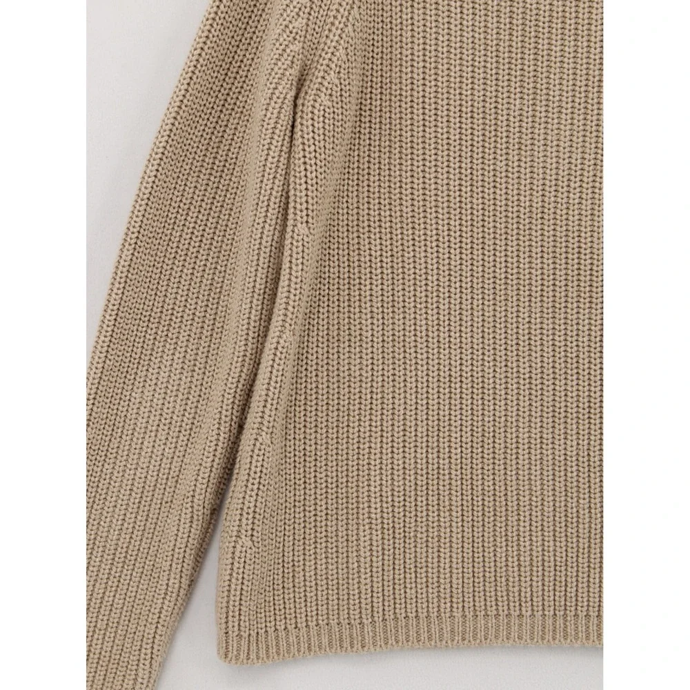 Quince Fisherman Crew Neck Raglan Sweater Size M Organic Cotton Beige